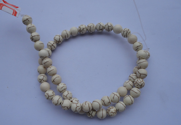 CTU35 15.5 inches 10mm round white turquoise strand beads Wholesale