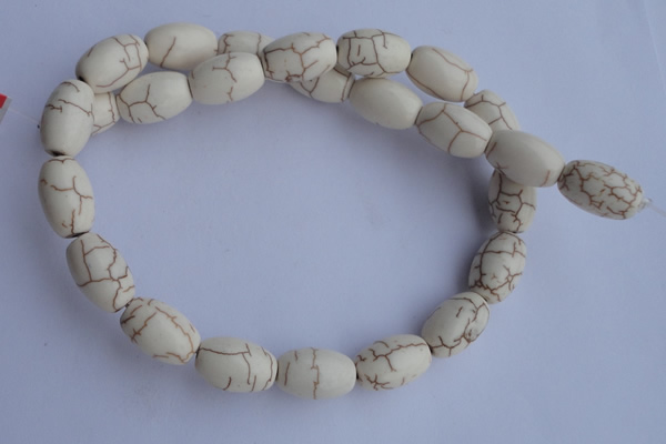 CTU38 15.5 inches 10*16mm rice shape white turquoise beads Wholesale