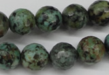 CTU555 15.5 inches 14mm faceted round African turquoise beads