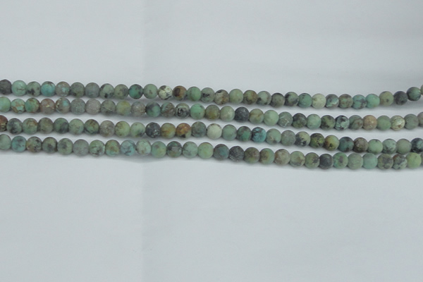 CTU562 15.5 inches 4mm round matte african turquoise beads