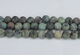 CTU567 15.5 inches 14mm round matte african turquoise beads