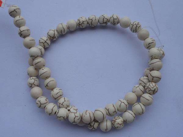 CTU69 15.5 inches 12mm round white turquoise strand beads Wholesale