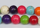 CTU704 15.5 inches 14mm round dyed turquoise beads wholesale