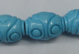 CTU886 15.5 inches 20*26mm carved rice dyed turquoise beads