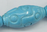 CTU887 15.5 inches 25*50mm carved rice dyed turquoise beads