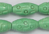 CTU888 15.5 inches 15*30mm carved rice dyed turquoise beads