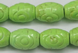 CTU891 15.5 inches 14*20mm carved rice dyed turquoise beads