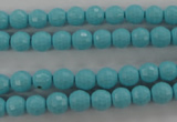 CTU910 15.5 inches 4mm faceted round synthetic turquoise beads