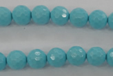 CTU913 15.5 inches 10mm faceted round synthetic turquoise beads