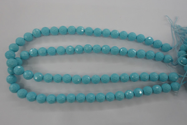 CTU913 15.5 inches 10mm faceted round synthetic turquoise beads