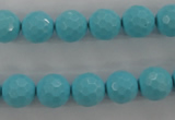 CTU914 15.5 inches 12mm faceted round synthetic turquoise beads