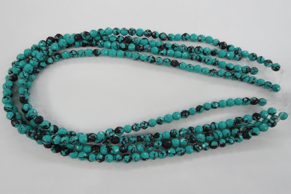 CTU931 15.5 inches 6mm faceted round synthetic turquoise beads