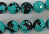 CTU935 15.5 inches 14mm faceted round synthetic turquoise beads