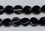 CTW03 15.5 inches 12mm twisted coin black agate beads wholesale