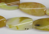 CTW101 15.5 inches 15*30mm twisted rectangle agate beads wholesale