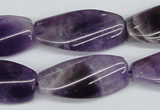 CTW102  15.5 inches 15*30mm twisted rectangle amethyst beads