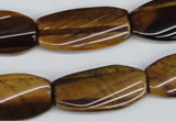 CTW103 15.5 inches 15*30mm twisted rectangle tiger eye beads