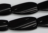 CTW108 15.5 inches 15*30mm twisted rectangle black agate beads