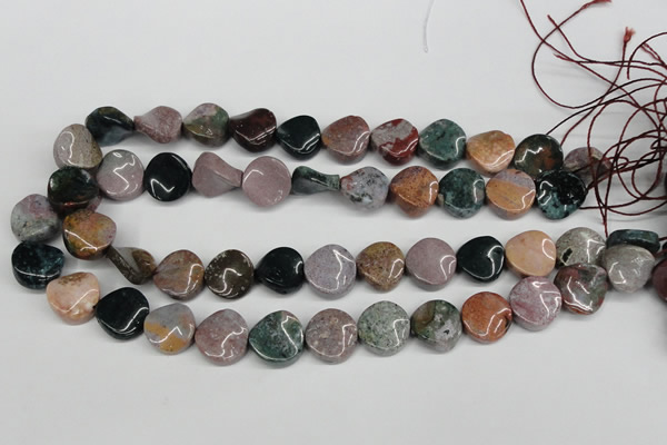 CTW11 15.5 inches 16mm twisted coin Indian agate beads wholesale