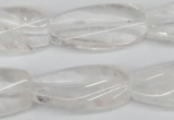 CTW110 15.5 inches 15*30mm twisted rectangle white crystal beads