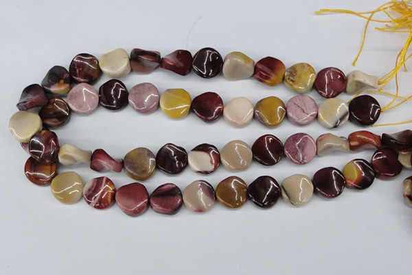 CTW12 15.5 inches 16mm twisted coin mookaite gemstone beads