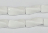 CTW127 15.5 inches 9*20mm twisted trihedron white agate beads