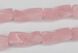 CTW133 15.5 inches 9*20mm twisted trihedron rose quartz beads