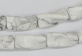 CTW134 15.5 inches 9*20mm twisted trihedron white howlite beads