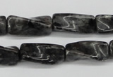 CTW135 15.5 inches 9*20mm twisted trihedron black labradorite beads