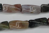 CTW136 15.5 inches 9*20mm twisted trihedron Indian agate beads