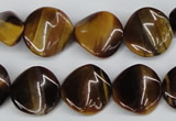 CTW14 15.5 inches 16mm twisted coin yellow tiger eye beads wholesale