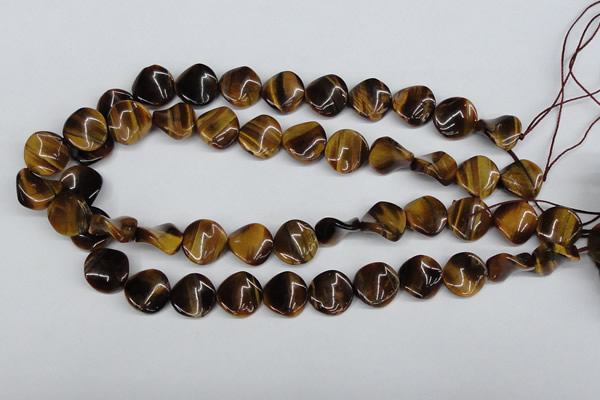 CTW14 15.5 inches 16mm twisted coin yellow tiger eye beads wholesale