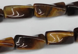 CTW140 15.5 inches 9*20mm twisted trihedron yellow tiger eye beads