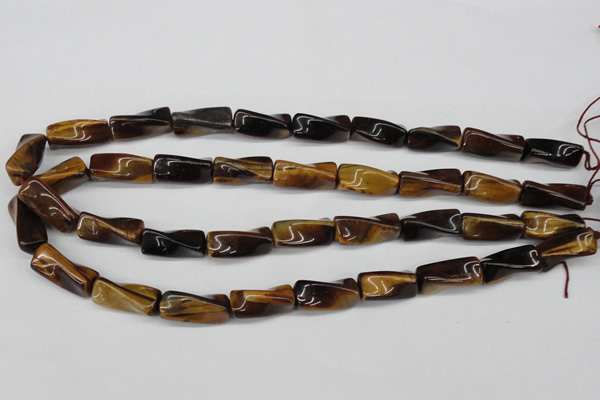 CTW140 15.5 inches 9*20mm twisted trihedron yellow tiger eye beads