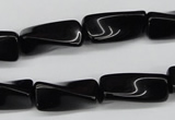 CTW141 15.5 inches 9*20mm twisted trihedron black agate beads