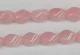 CTW148 15.5 inches 8*11mm twisted rice rose quartz beads