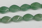 CTW157 15.5 inches 8*15mm twisted rice green aventurine beads