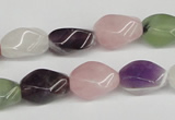 CTW158 15.5 inches 8*15mm twisted rice mixed gemstone beads