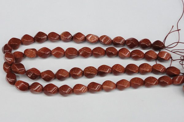 CTW161 15.5 inches 10*15mm twisted rice goldstone gemstone beads