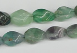 CTW162 15.5 inches 10*15mm twisted rice fluorite gemstone beads