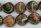 CTW26 15.5 inches 16mm twisted coin unakite gemstone beads wholesale