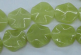 CTW300 15.5 inches 16mm wavy coin olive jade gemstone beads