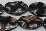 CTW304 15.5 inches 18*25mm wavy oval red & green dalmation jasper beads