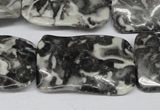 CTW323 15.5 inches 20*30mm wavy rectangle black & white jasper beads