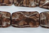 CTW324 15.5 inches 20*30mm wavy rectangle red line jasper beads