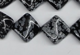 CTW35 15.5 inches 15*15mm twisted diamond snowflake obsidian beads