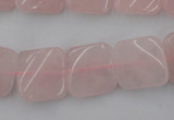 CTW350 15.5 inches 16*16mm twisted square rose quartz beads