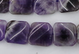 CTW351 15.5 inches 16*16mm twisted square dogtooth amethyst beads