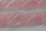 CTW371 15.5 inches 15*20mm twisted rectangle rose quartz beads