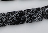 CTW379 15.5 inches 15*20mm twisted rectangle snowflake obsidian beads